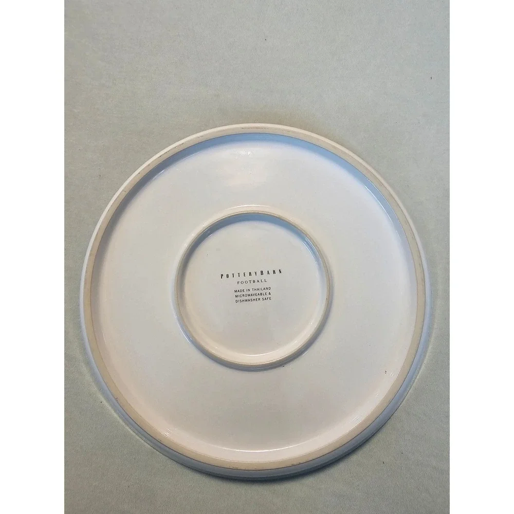 Pottery Barn Football Huddle Dinner Plate Vintage Style Black White 9 Inch